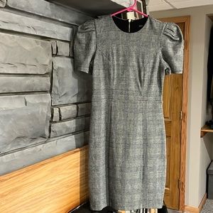 Cute, black and white checkered cap sleeved dress